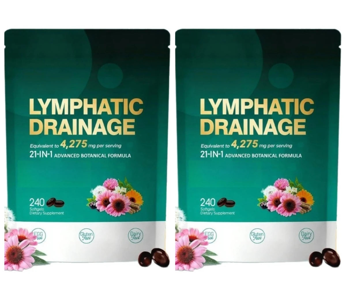 Lymphatic Drainage Capsules 4275mg 21 in 1 with Herbal Blend with Dandelion Burdock & Turmeric Supplement 240 Softgels Per Bag