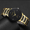 Classic Fashion Men's WristWatches, Trendy Stainless Steel Luxury Exquisite Clock Golden Black Quartz Watch Hot Sale Relojes