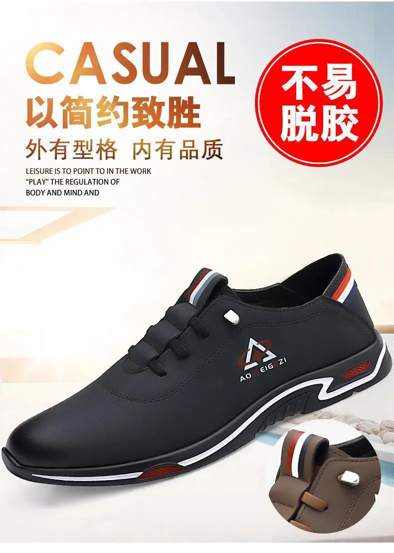 Men's Shoes Fashion Soft Soled Men Casual Shoes British Style Formal Shoes Breathable Lace-Up Bottom Light Sneakers Male Size