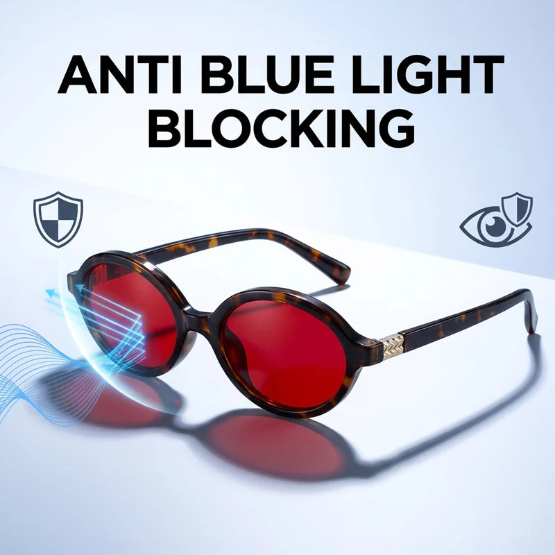Anti Blue Light Oval Glasses For Better Sleep Men 2026 Red Tinted Lenses Computer Gaming Change Color Sunglasses Shades UV400