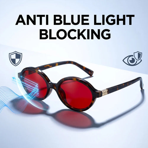 Anti Blue Light Oval Glasses For Better Sleep Men 2026 Red Tinted Lenses Computer Gaming Change Color Sunglasses Shades UV400