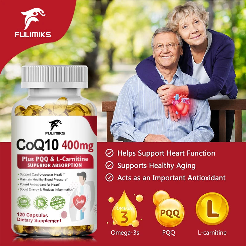 Buy 1 Get 1 Free! Pure CoQ10 400mg Supplement, Superior Absorption for Heart Health, Cellular Energy & Antioxidant Defense