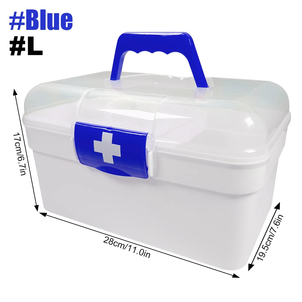 1PCS 2-Tier Medicine Organizer - Portable Medicine Cabinet with Handle, Empty First Aid Kit for Home