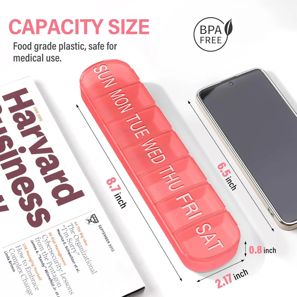 1PCS Pill Organizer Large,Weekly Medicine Pills Organizer Pill Box Travel, 7 Day Pill Case for Big Vitamin Supplements Fish Oil
