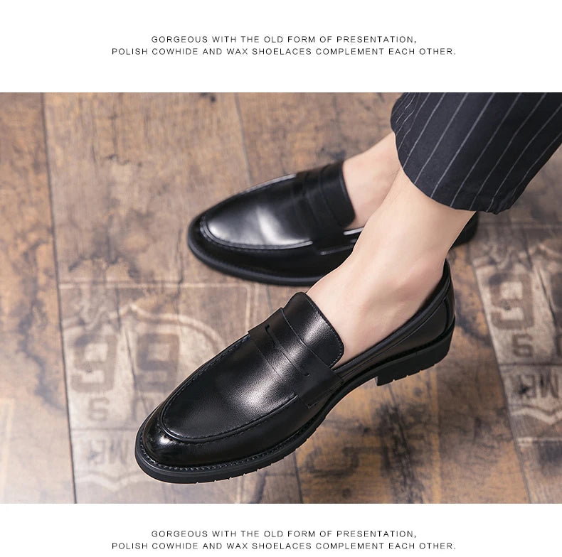 New soft leather breathable leather shoes men Europe station casual British style youth loafers with business bean shoes