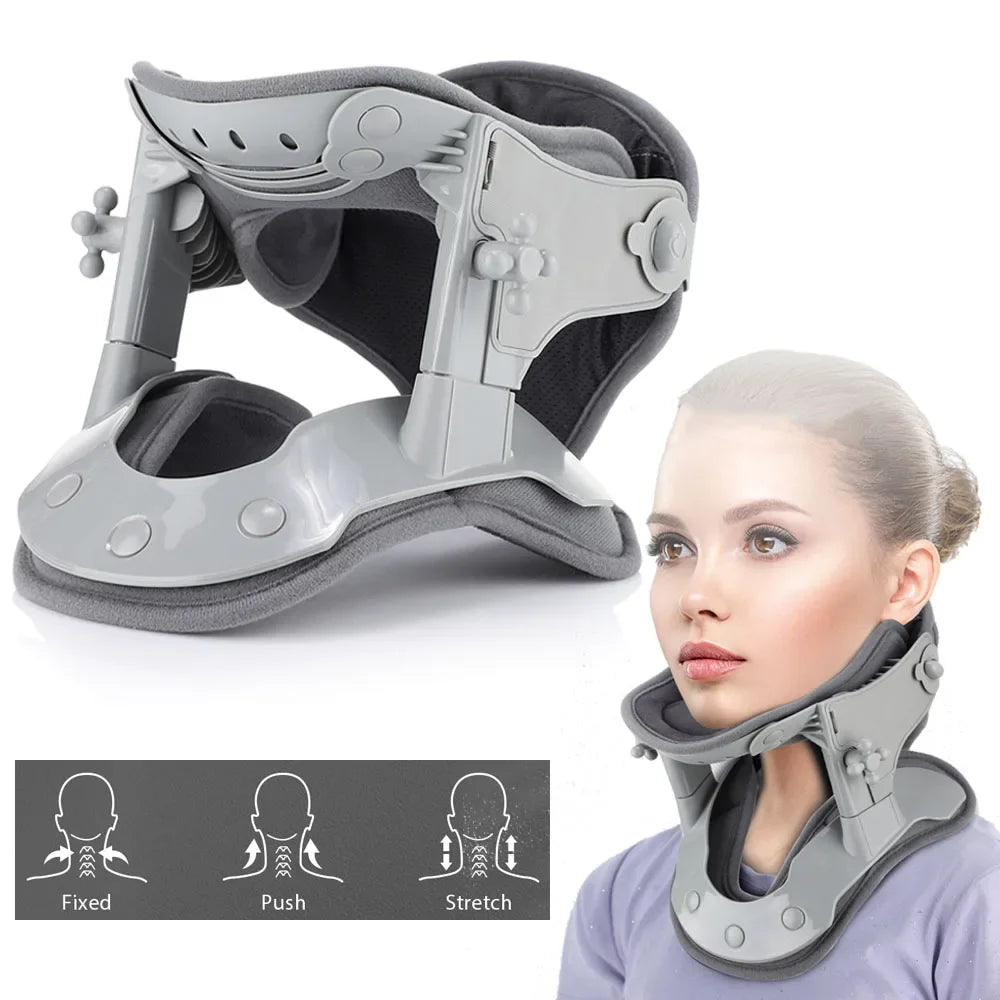 Medical Neck Traction Device Heating Cervical Collar Correction Kit Ergonomic Neck Retractor Cervical Collar Stretcher for Adult