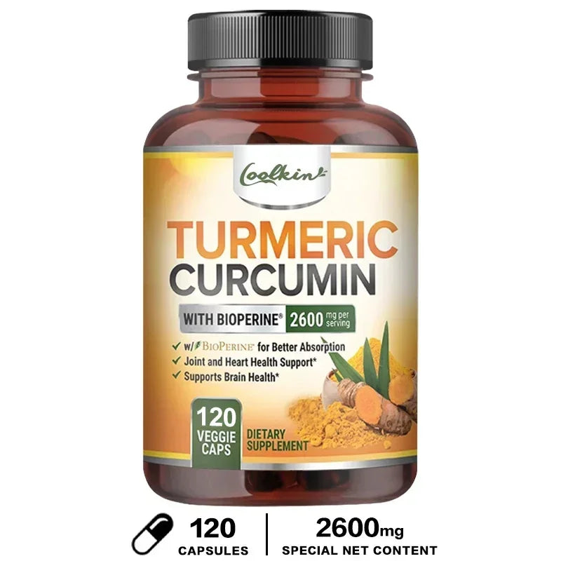 Curcumin Supplement with Black Pepper 2600 Mg Contains 95% Curcumin, Enhanced Absorption, Joint Support Supplement