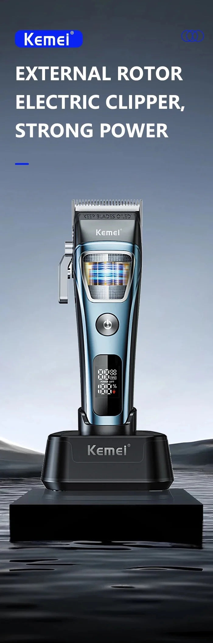 Kemei Professional Barber Hair Clippers Rechargeable Cordless Powerful Trimmer Men Electric Hair Cutting Machine Grooming Kit