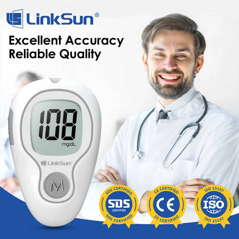 LinkSun G-425-1/-2/-3 Glucosemeter Monitor Complete Kit 10/50/100pcs Test Strips Blood Sugar Tester Diabetes Blood Glucose Meter