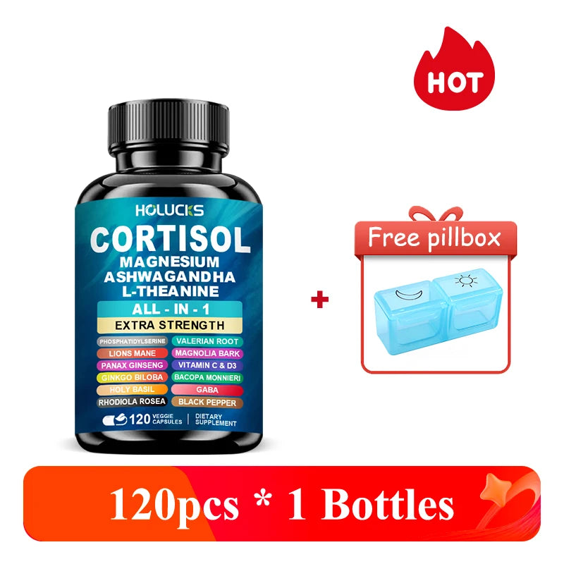 Natural Cortisol Supplement, Support Enhances Cognitive Function, Memory, Reduces Nighttime Awakening & Morning Anxiety, Vegan