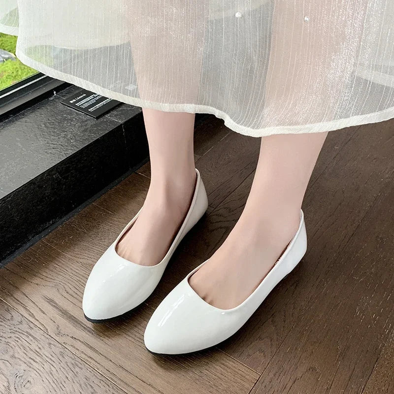 Women's Formal Uniform Shoes Spring Autumn Black Versatile Flat Shoes Women Causal Loafers Non-slip Ladies Ballet Leather Shoes