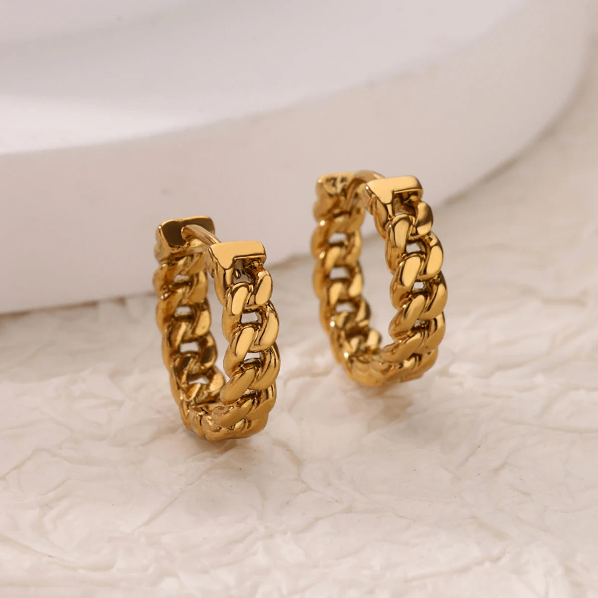 Cubic Zirconia Hoop Earrings For Women Luxury Crystal Zircon Gold Color Stainless Steel Earring Jewelry Wedding Party Gift