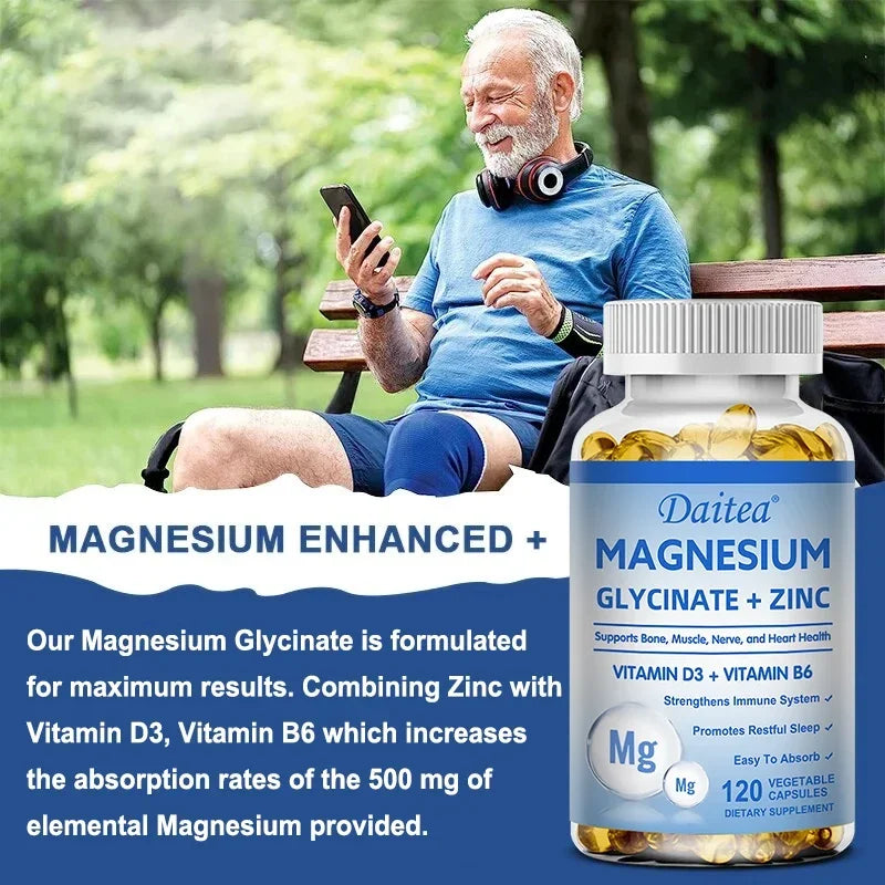 Magnesium Zinc & Vitamin D3 - Triple Supplement for Men and Women - for Sleep, Bones, Heart, Immune Support