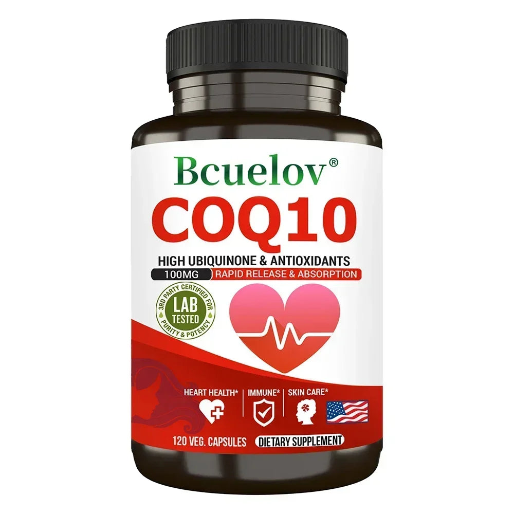 CoQ10 Coenzyme Q10 100mg Supplement - Rapid Release Fast Absorption- Immune Heart Energy Antioxidant (120caps)