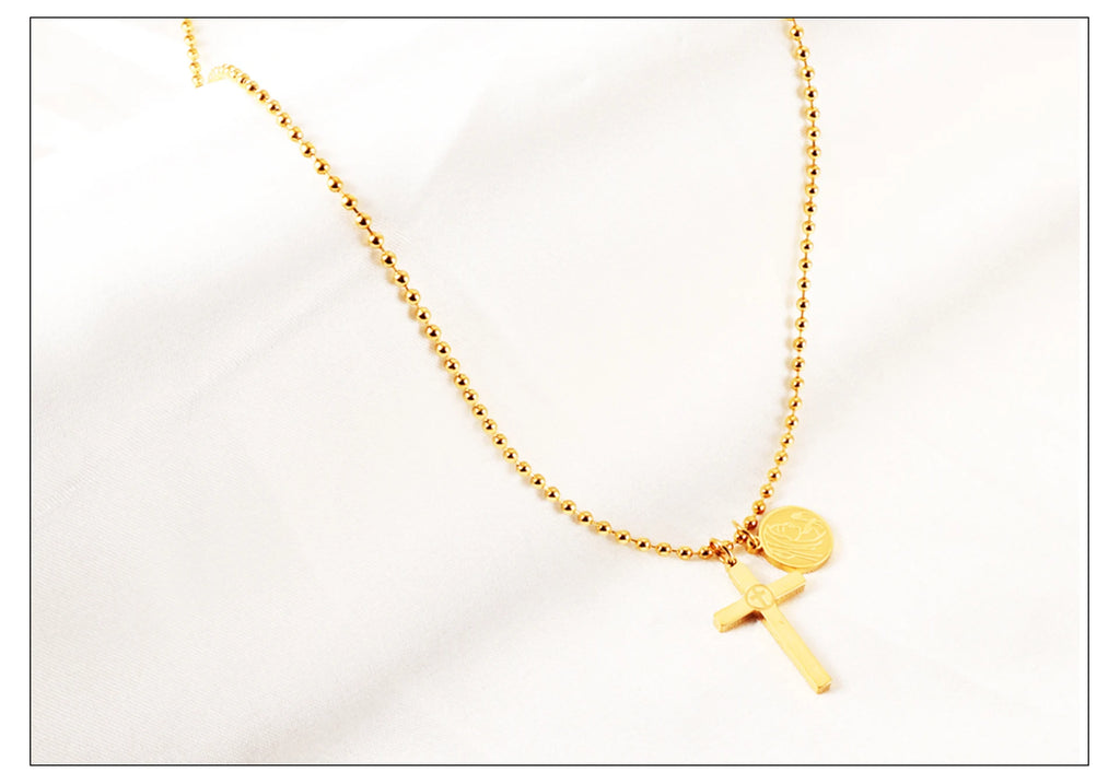 Classic Cross Pendant Necklaces For Women Girls Fashion Gold Plated Stainless Steel O Chain Collares Para Mujer Jewelry Gifts