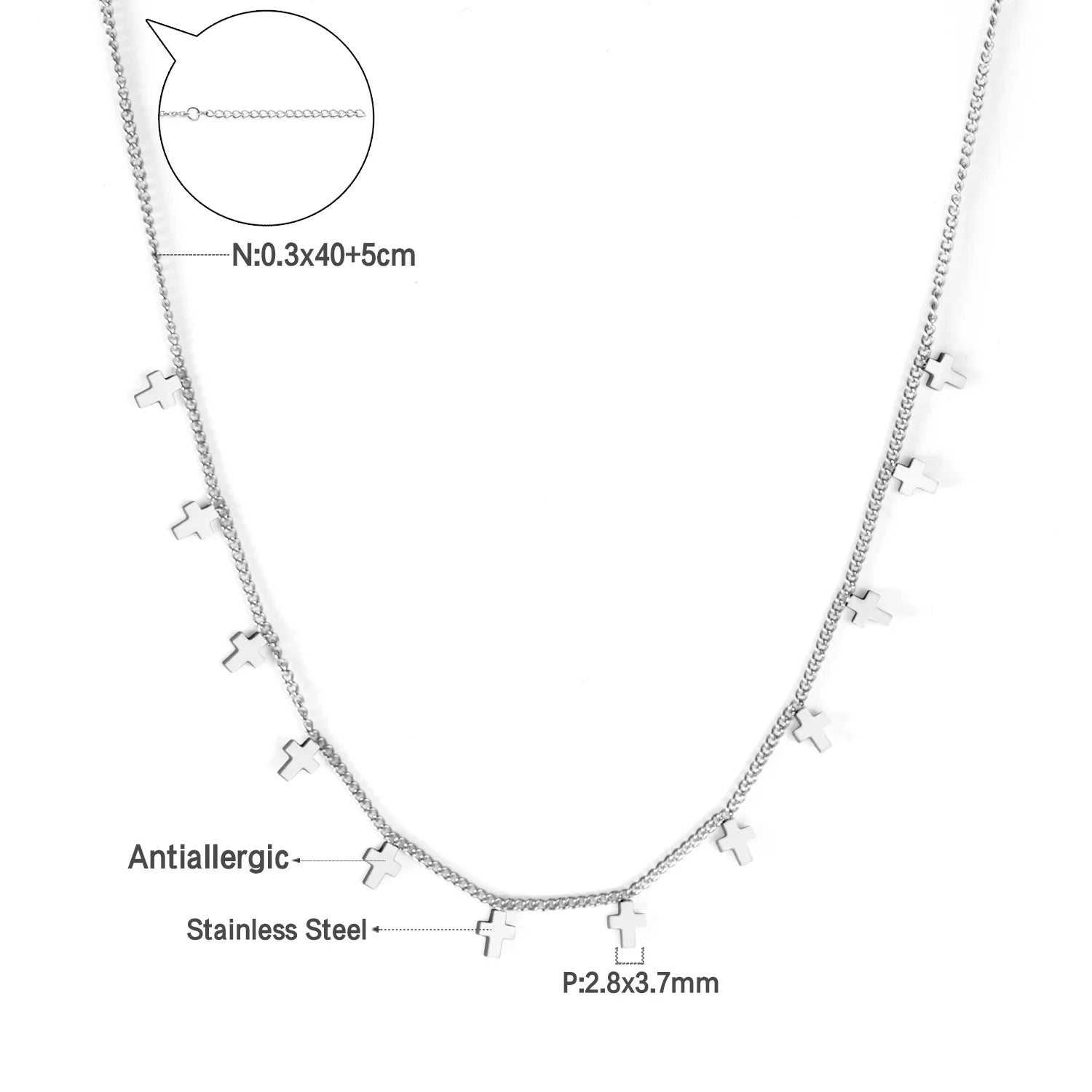 Classic Cross Pendant Necklaces For Women Girls Fashion Gold Plated Stainless Steel O Chain Collares Para Mujer Jewelry Gifts