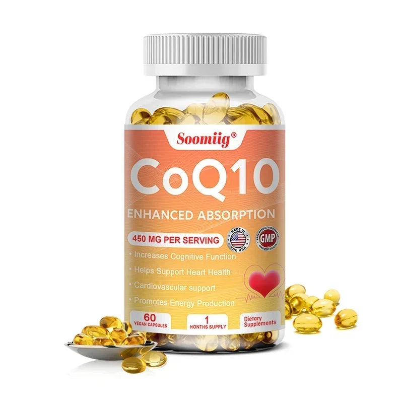 Coenzyme Q10 Capsules COQ10 for Heart and Cardiovascular Health Energy Supplement, Healthy Brain Function, Boost Immunity