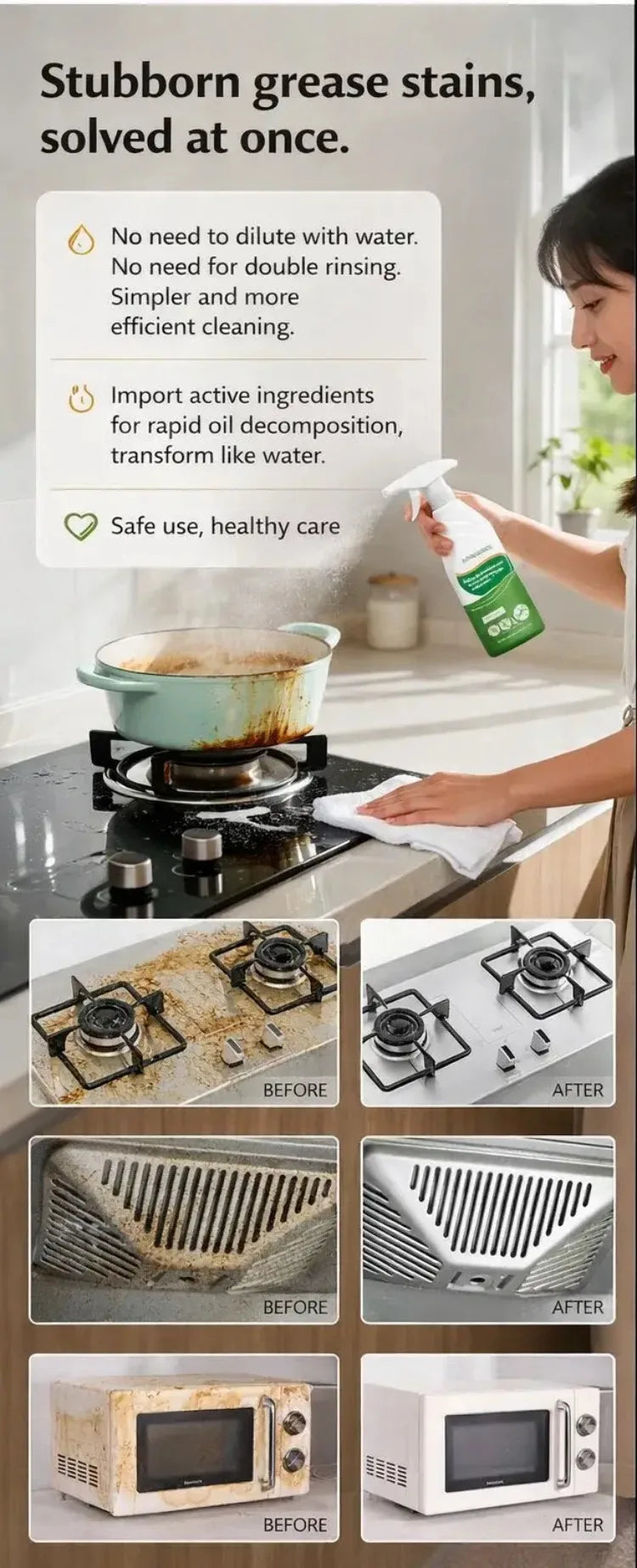 Whole House Safety MultiPurpose Cleaning Spray Cleaner Stain Remover Powerful Cleaning Oven Mild