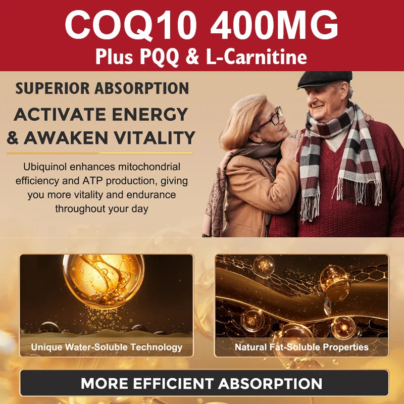 Buy 1 Get 1 Free! Pure CoQ10 400mg Supplement, Superior Absorption for Heart Health, Cellular Energy & Antioxidant Defense