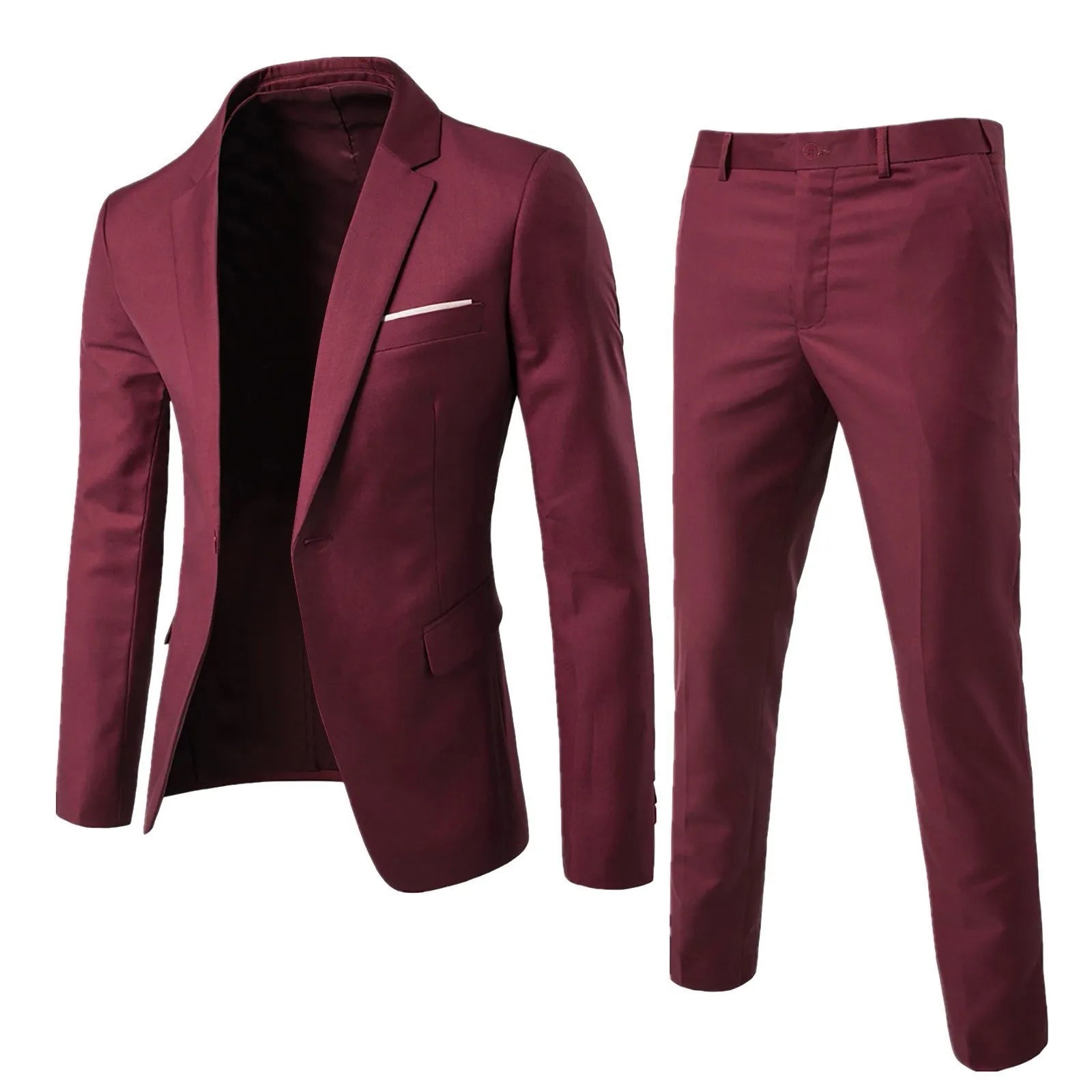 Mens Suit Set Two Piece Business Formal Wear Korean Slim Fit Groom Groomsmen Wedding Tuxedo