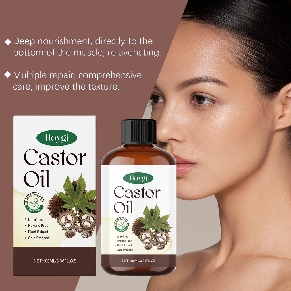 Organic Castor Oil: Nourishing Deeply Moisturizing Oil for Hair Growth, Eyebrows Thickening & Relaxing Body Massage