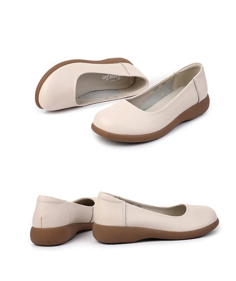 2025 Women Shoes Genuine Leather Spring New Dress Shoes Women Large Size Low Heels Office Lady Shoes