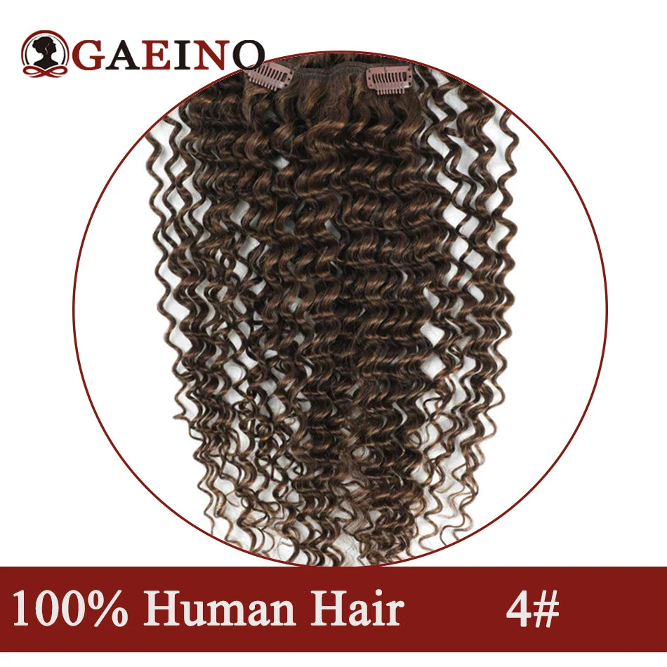 140-160 Grams Kinky Curly Clip In Hair Extensions Human Hair 100% Remy 10Pcs/Set Chestnut Brown & Bronzed Blonde Mix Full Head