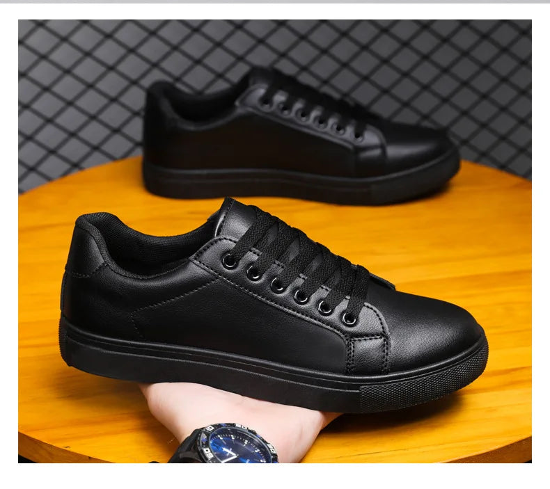 White Black Men Shoes Comfortable Casual Skateboard Shoes Men Solid Leisure Sneakers Lightweight Walking Shoes