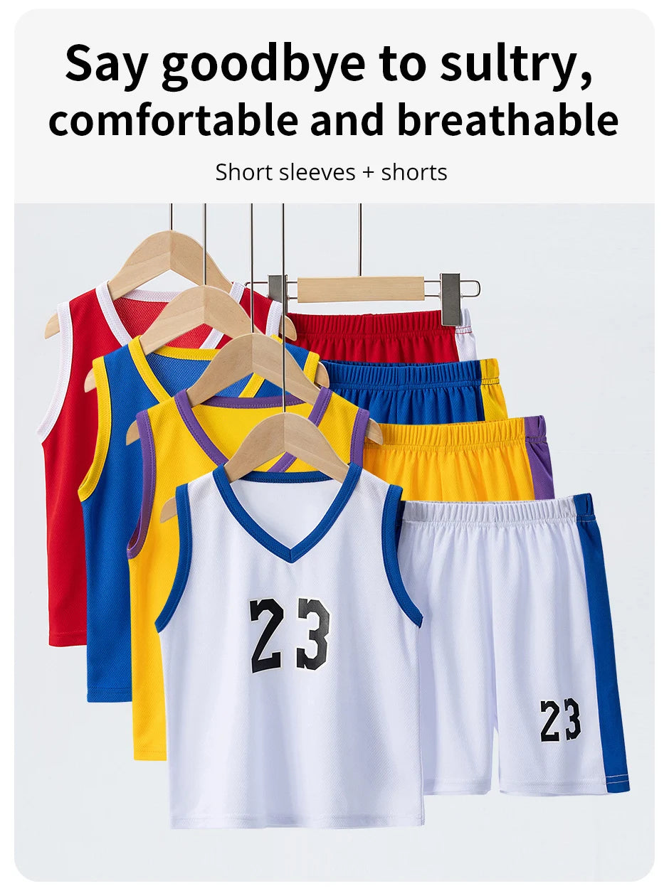 6/2 Pcs Children's Summer Quick-drying Exercise 23 Suit Boys Basketball Football Running Vest Joker Comfortable Shorts Students