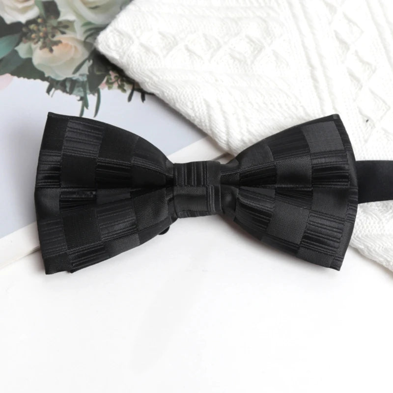 Mens Ties Solid Color Black Bowtie for Men British Style Double-layered Bowknot Wedding Party Butterfly Cravat Accessories Gifts