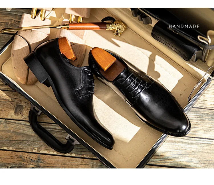 Leather Shoes for Men Luxury Business Men's Shoes High Quality Casual Oxford Dress Shoes Male Lace-Up Office Wedding Formal Shoe