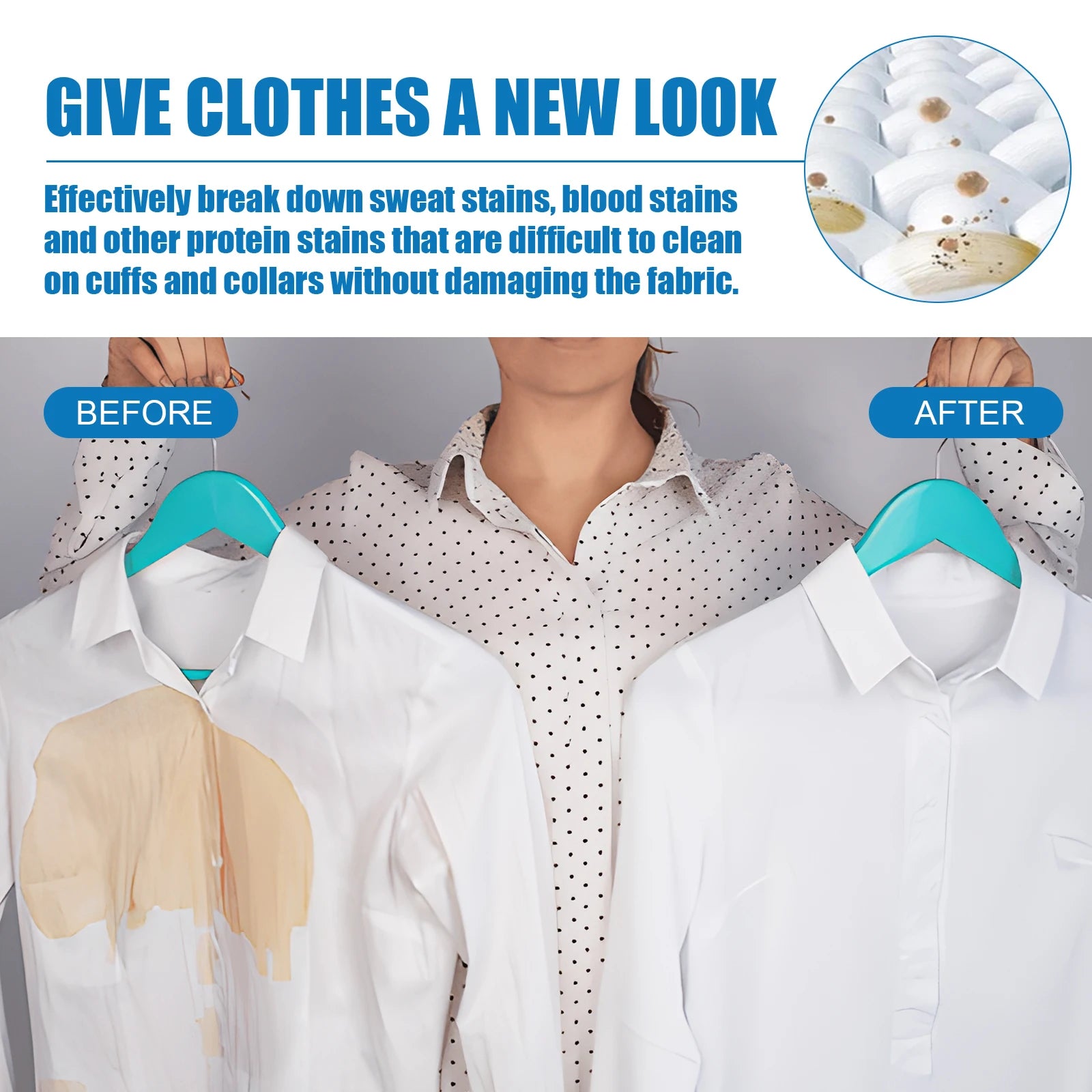 Clothes cleaner; Laundry detergent for cleaning and removing stubborn stains, oil stains, and yellowing; dry cleaning agent