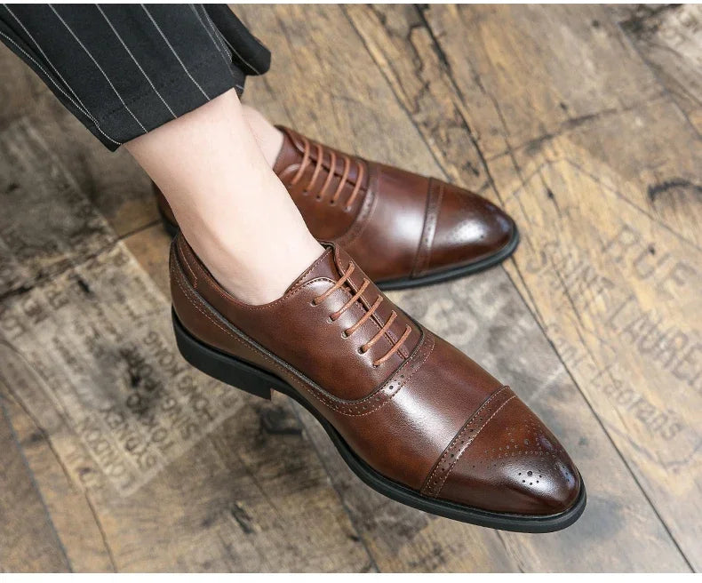 Luxury Men Dress Shoes Fashion Casual Business Shoes Retro Party Banquet Shoes for Men Carved Lace-up Brogue Wedding Shoe Size48