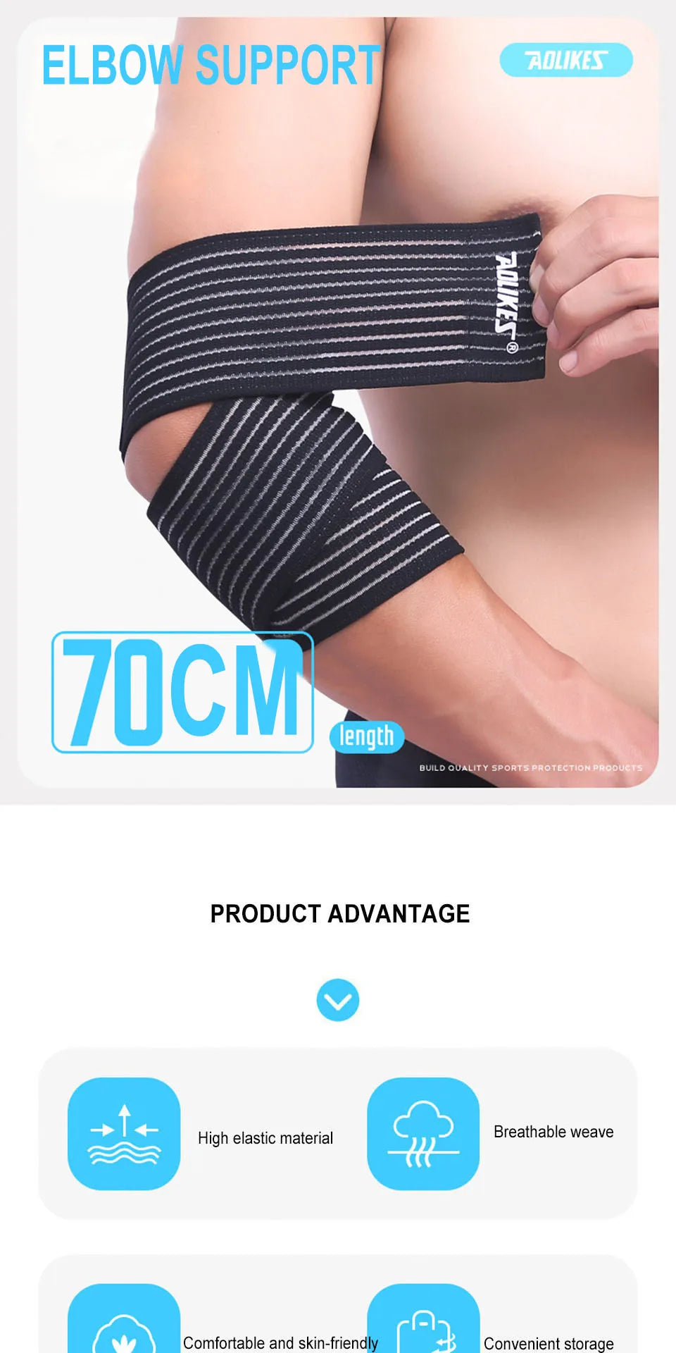 AOLIKES 1PC 40-180CM Elastic Bandage Compression Knee Support Sports Strap Knee Protector Bands Ankle Leg Elbow Wrist Calf Brace