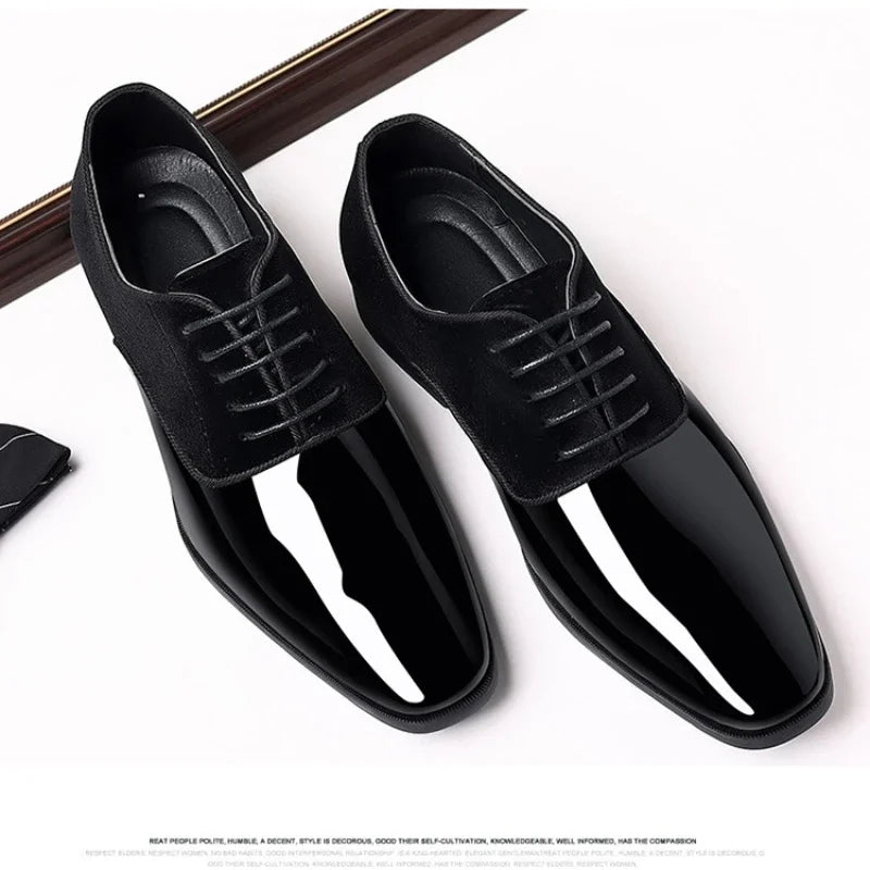 New Oxford Shoes Men's Pointed Toe Dress Shoes Luxury Lacquer Wedding Shoes Classic Derby Shoes 2024 Leather Shoes Size 39-48