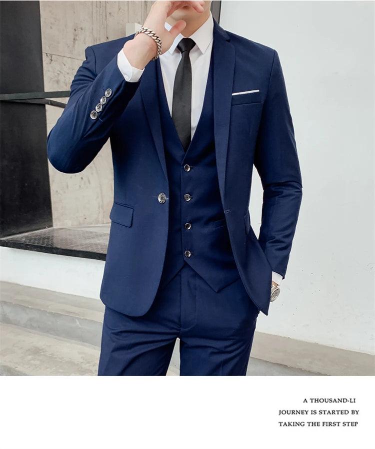 Suits for Men - 3 Pieces - New Fabrics - Fashionable Business Gentleman - Slim Fit - Wedding  Professional Business Formal Dress