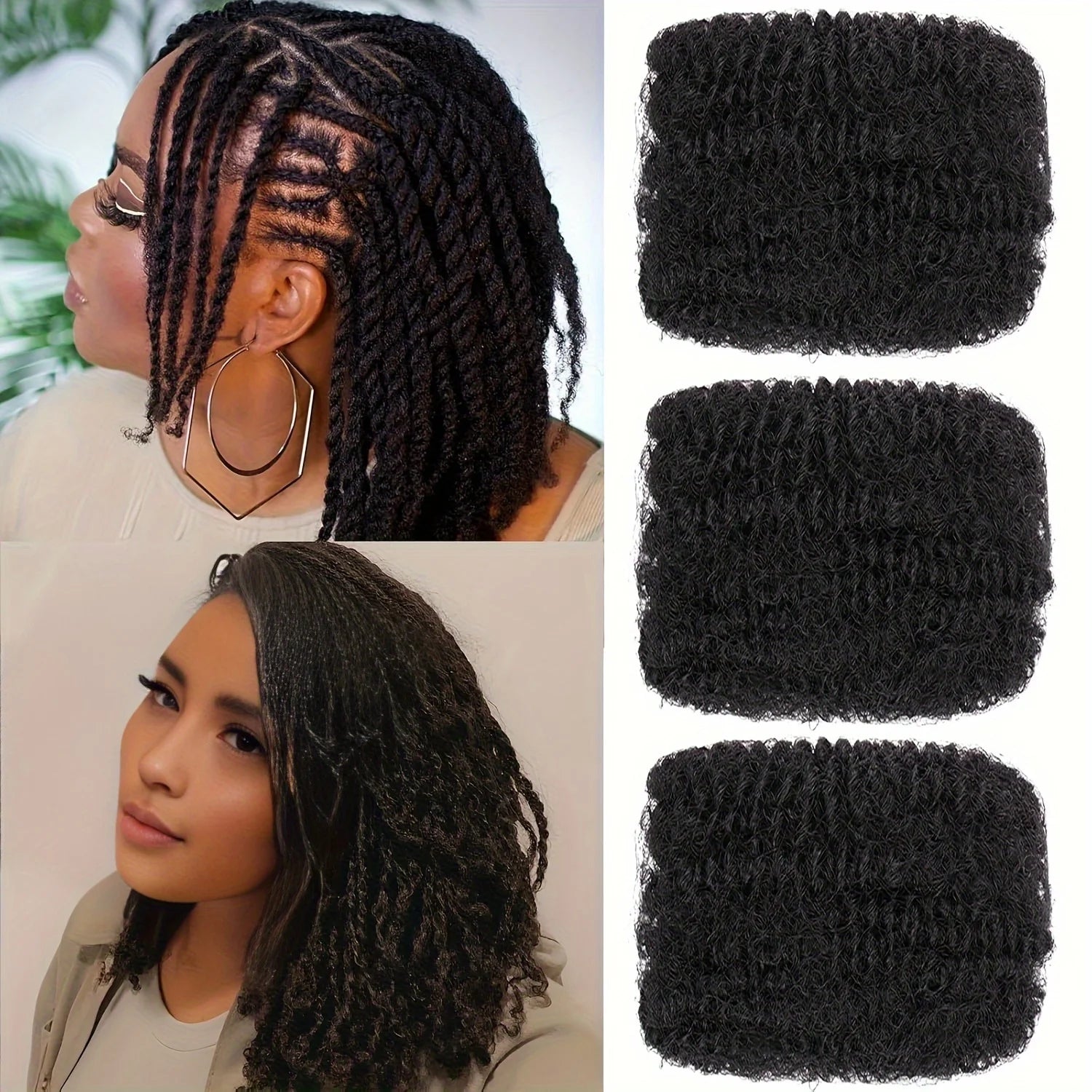 Afro Kinky Curly Braiding Bulk Hair for Braiding Twists Afro Kinky Bulk Hair for Dreadlock Extensions Repair Locs Women