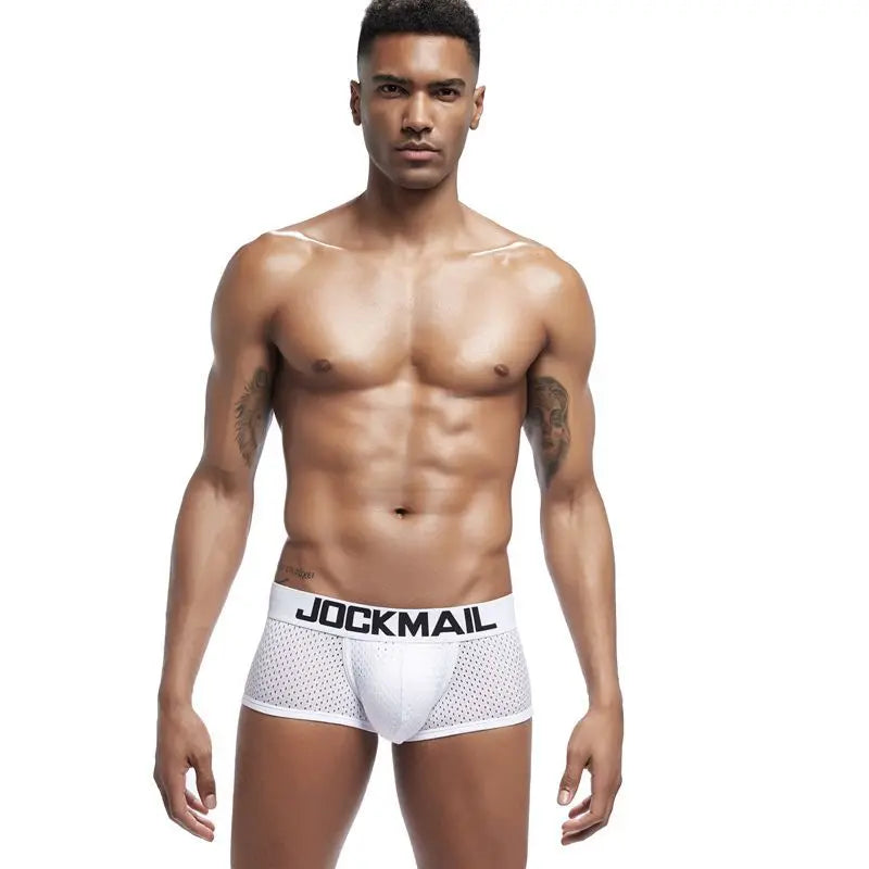 JOCKMAIL Men Underwear Boxes Mesh Quick Drying Ice Silk Breathable Youth Fashion Calzoncillos Sexy Am Gosteren Killer Sansursuz