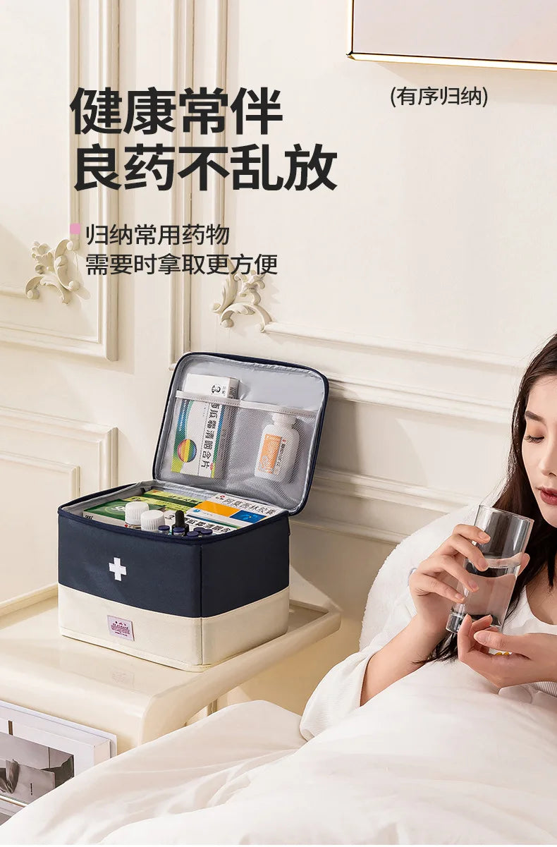 Medicine Organizer Bag for Family - Large Capacity Portable Drug Storage Pouch, First Aid Kit for Home & Travel Use