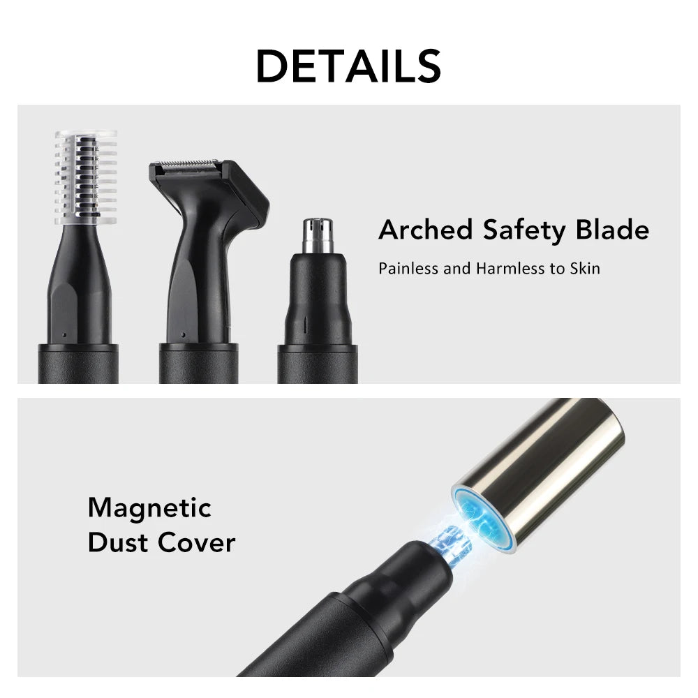 3 in 1 Electric Nose Ear Hair Trimmer for Men LED Display Eyebrow Beard Hair Clipper Shaver USB Rechargeable Easy Cleansing