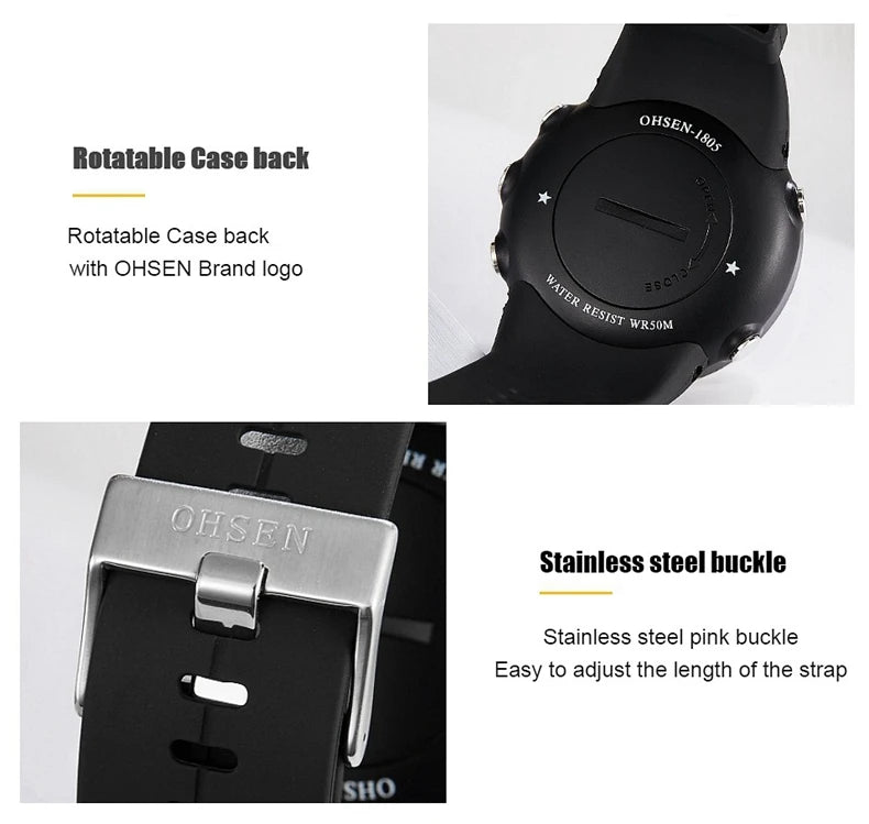 Digital Watches for Men Black Waterproof Tactical Wristwatch Big Dial Waterproof Electronic Led Military Clocks Alarm Stopwatch