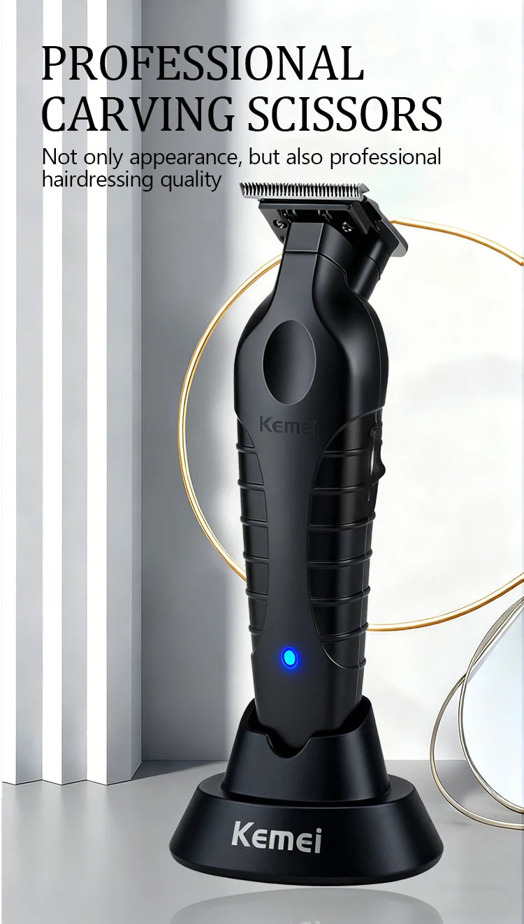 Kemei Electric Hair Clipper KM-2299D with Base Electric Thruster Charging USB Oil Head Carving Hair Clipper for Hair KM-2299