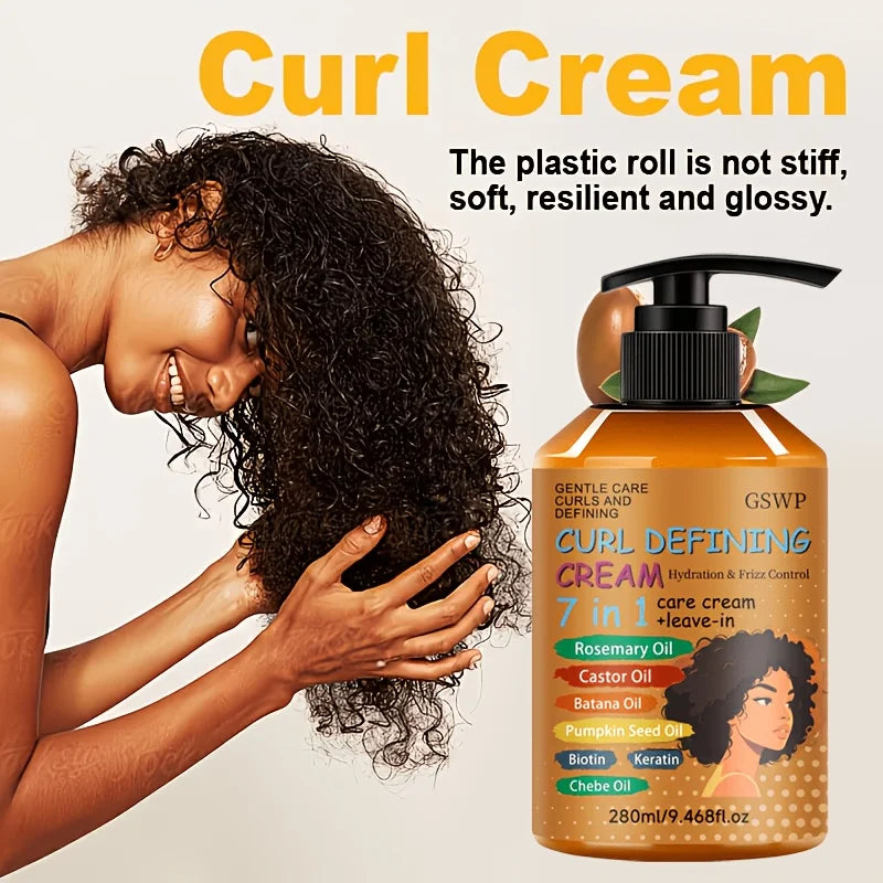 GSWP 7-in-1 Curl Cream, keeps hair fresh and non-sticky, enhancing shine and volume, deep hydration and nourishment. 280/560ml
