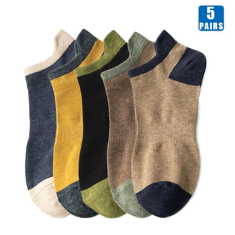 5 Pairs High Quality Cotton Men Short Socks Breathable Casual Spring Summer Crew Ankle Low-Cut Fashion Non-slip Sock for Male