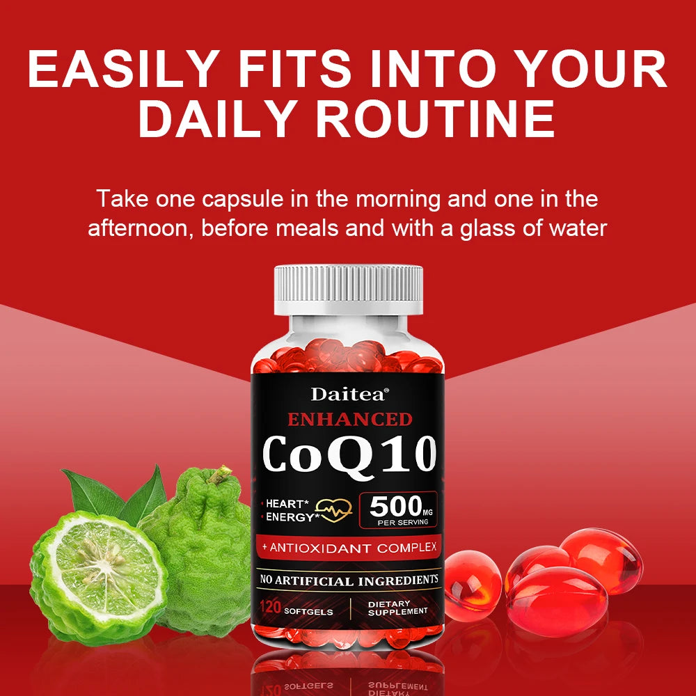 High Absorption CoQ10 500MG - for Heart Health&Energy Production - Enhanced CoQ10 Nutritional Supplements with Coenzyme Q10