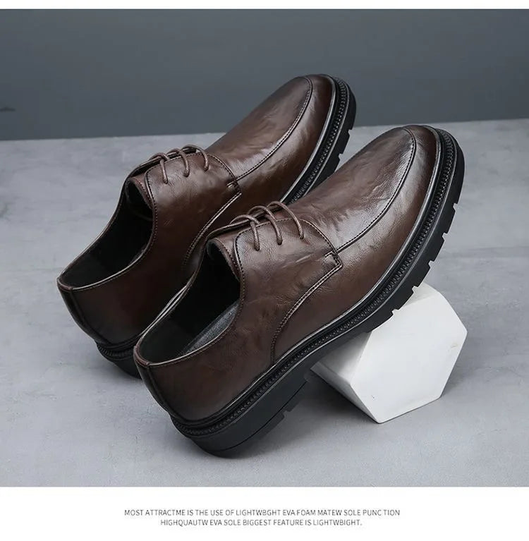 Men's shoes new spring and autumn British style leather shoes men's business dress big head cowhide work non-slip casual shoes