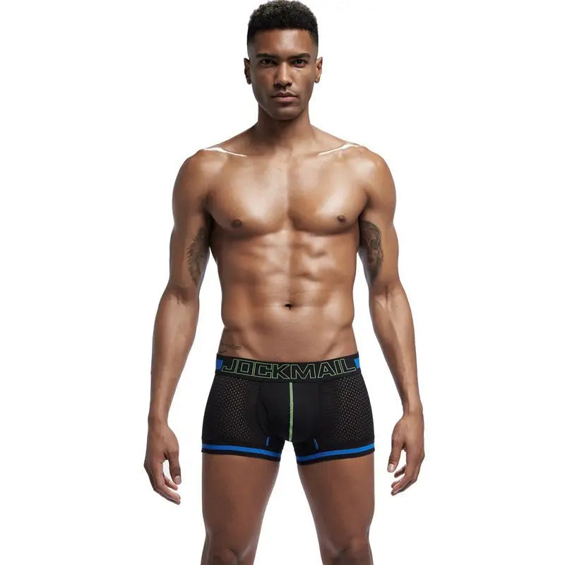 JOCKMAIL Men Underwear Boxes Mesh Quick Drying Ice Silk Breathable Youth Fashion Calzoncillos Sexy Am Gosteren Killer Sansursuz