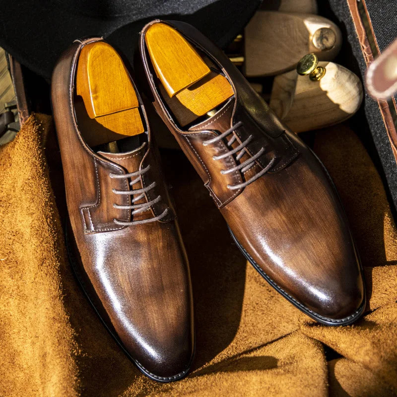 Leather Shoes for Men Luxury Business Men's Shoes High Quality Casual Oxford Dress Shoes Male Lace-Up Office Wedding Formal Shoe