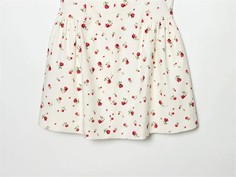 Women's Dress 2026 New Fashion Spring Summer Sleeveless Floral Print Puffy Dress for Women Elegant Chic Female Dress