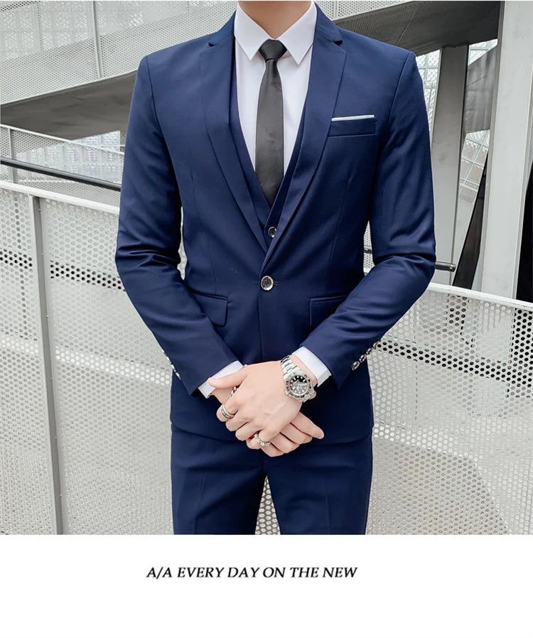 Suits for Men - 3 Pieces - New Fabrics - Fashionable Business Gentleman - Slim Fit - Wedding  Professional Business Formal Dress